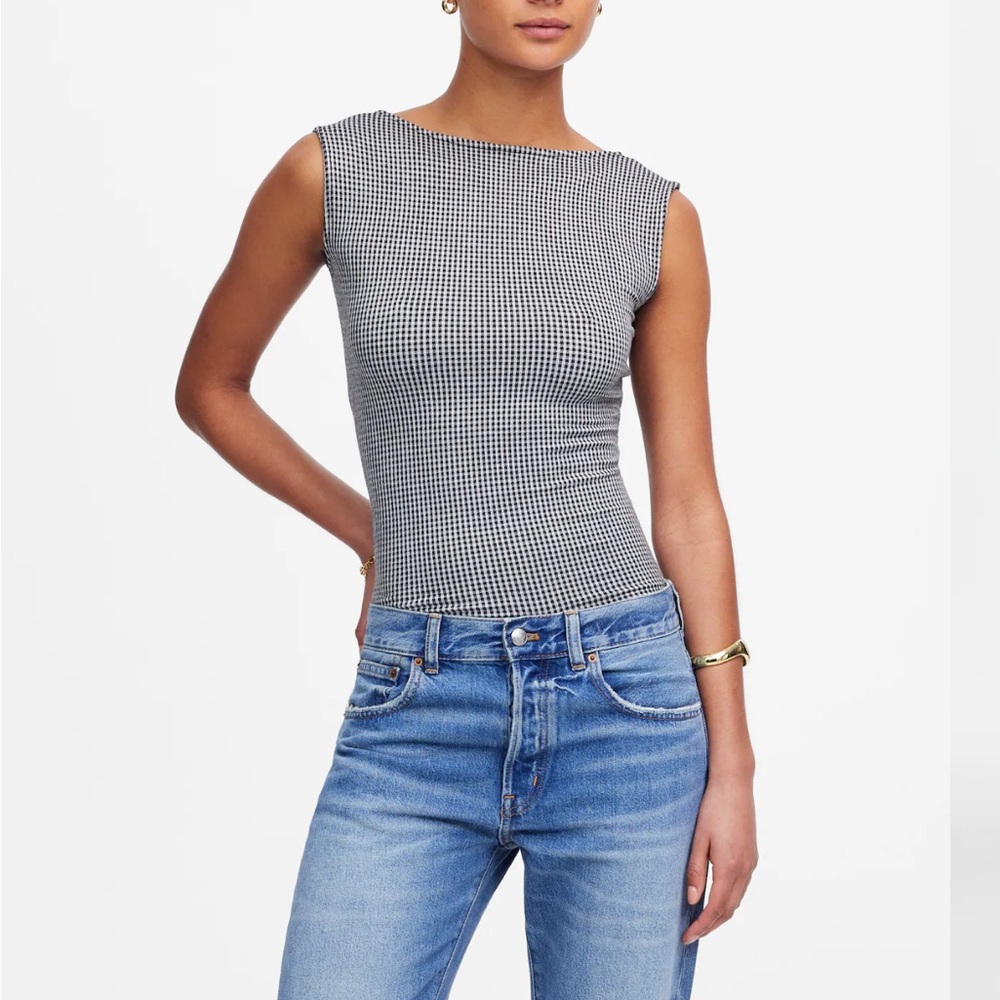 Madewell Gingham Low Back Top | S